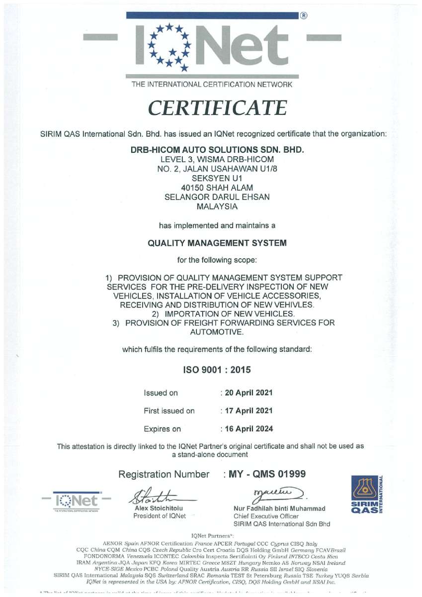 DHAS ISO 9001:2015 (HQ)