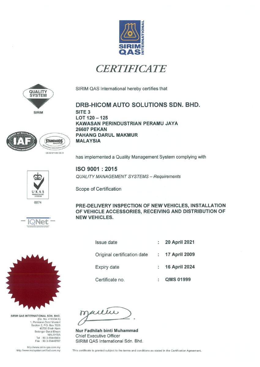 DHAS ISO 9001:2015 (PEKAN)